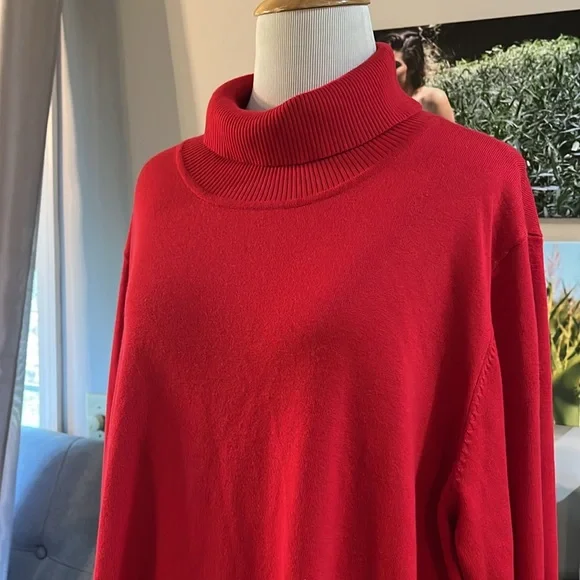 CALVIN KLEIN RIBBED TURTLENECK SWEATER HOLIDAY RED PLUS SIZE 2X - Picture 3 of 13